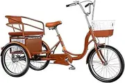 3 Wheels Bicycle for Senior and Adult,Large Rickshaw Tricycle with Pedals,Tandem Trike with Back seat,Cruiser Bike with Dual Brakes
