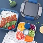 Portable Lunch Box Microwave Safe Salad Double Layers with Spoon Sauce Container