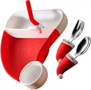 FONDOTIN 1 Set Spoons Christmas Plates Flatware Plates for Forks Plates with Suction Bowls Stuff Christmas Plates Feeder for Babies