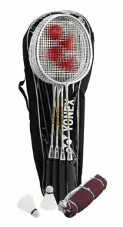 Yonex 4 Players Badminton Racquet Set Racket - Shuttlecocks -Net - Poles - Bag