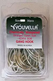 Youvella Open Eye Gang Chemically Sharpened 30x Pack Fishing Hook #6/0