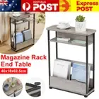7.1" Narrow Side Table with Magazine Rack for Small Space 3-Tier End Table AU