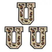 Letters U Patches Leopard Iron-On Letters Patch for Clothing Repair 3 Pcs