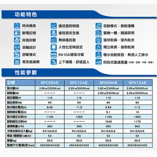 GREE 格力移動式冷氣 (免安裝) GPC09AE 全機1年 壓縮機3年保固