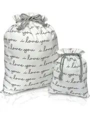 Gather & Knot Drawstring Gift Bags | 20" Large 12" Small | Premium I Love You
