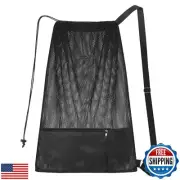 NATURAL STYLE Large Mesh Swim Beach Bag, Mesh Drawstring Gym Bag for Athletic