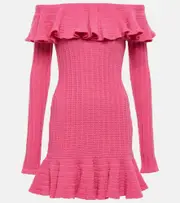 [Blumarine] Blumarine Off-shoulder ruffled wool minidress AU 16 pink