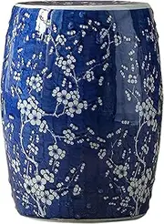 Ceramic Drum Table Decorative Garden stools, Decorative Ceramic Garden Stool, Glazed Hollow Hand-Painted Ice Plum Celadon Shoe-Changing Stool Drum Stool, Suitable for Outdoor Garden,