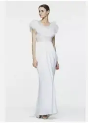 NWT 595 BCBG MAXAZRIA DRESS LONG GOWN SATIN FEATHER WHITE 4 S