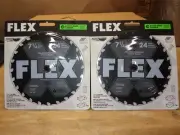 2 NEW FLEX 7-1/4" CARBIDE CIRCULAR SAW BLADES 24T # FA201001