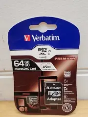 Verbatim 64GB microSDXC Memory Card with SD Adapter Adaptor