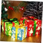 Set of 3 Lighted Gift Boxes Christmas Decorations, Christmas Tree & Snowflake