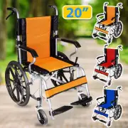 20inch Wheelchair Park Brakes Foldable Lightweight Soft for Aged and Disabled