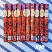 Fin Incense Sticks10 Hexagon Packets/200 Sticks -Red Rose- Free Postage