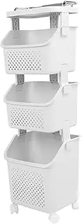 Rolling Laundry Hamper Reinforced Storage Basket Organizer for Home Kitchen Bathroom (3 Tier)