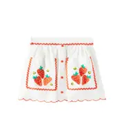 [Stella McCartney Kids] Stella McCartney Kids Embroidered linen and cotton skirt Y 3 white