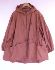 New Autograph Jacket 22 Womens Coral Anorak Drawstring Waist Rain Coat Zip