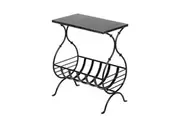 Lirash Black Iron Side Table With Magazine Storage And Silver Finish Top Side Tables