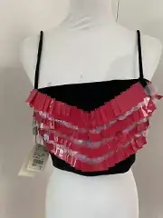ARMANI Black Velvet Paillete Crop Top Bustier Vest 40 S ITALY NWT $648