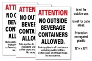 6pk No Outside Beverage Containers Allowed, Corrugated Signs, Free Shipping