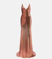 [Alex Perry] Alex Perry Open-back sequined gown AU 14 orange