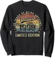[X.Style] Vintage 1998 25 Years Old 25th Birthday Decorations Men Dad Sweatshirt ds1852 Sweatshirt (S) Black