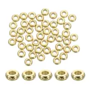 150 Pcs Brass Spacer Beads, 3mm Flat Round Beads Metal Heishi Bead, Gold