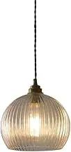 Ribbed Glass Pendant Light Globe Kitchen Island Lighting Fixture Ceiling Mount