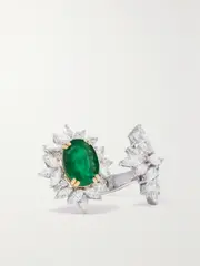 [YEPREM] YEPREM - 18-karat White And Yellow Gold, Emerald And Diamond Ring - Green - 7 7 Green