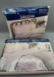 Vintage DAN RIVER King Flat & Fitted Sheet Percale Dot’s Daisies New Old Stock