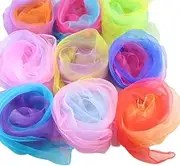 smatime Pack of 10 Juggling Cloths, Chiffon Cloths for Dancing, Square Dance Scarves, Ideal as a Prop for Sensory Tools, Dancing, Juggling, Stage Performance Costume, Suitable – 60 x 60 cm