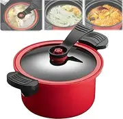 Mini Pressure Cooker, Micro Pressure Crock Pot, Kitchen Vacuum Stock Pot, 2025 New Multifunctional Non-Stick Pot (Red)