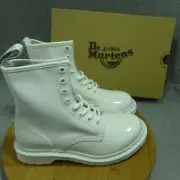 Dr. Martens 1460 Mono White Patent Leather Boots Woman's Size 7 26728100