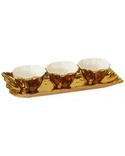 Certified International Gold Coast 4PC Tray and Condiment Bowls