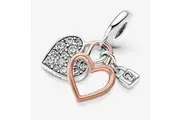 Pandora Heart Padlock Double Dangle Charm