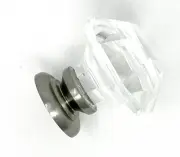 Two Oversized Asscher-Cut Old Town Lead Crystal BiFold /Wardrobe Knobs, almost