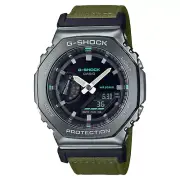 New Casio G-Shock GM2100CB-3A Men's Metal Bezel Black Dial Green Nylon Watch