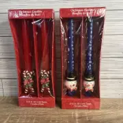 American Greetings Blue Snowman Merry Christmas Candles 2 sets of 2 Never Burned