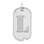 14k White Gold Polished Letter L Initial Dog Tag Pendant