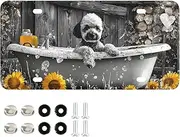 ZRYSMY License Plate Poodle Wood Retro Aluminum Decorative Car Front Metal Plate 6 × 12 in