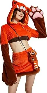 [Micotaku] Women's Red Panda Paw Hoodie Skirt Set Daily Wear