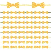 100-Pack Mini Craft Ribbon Bow Twist Ties,1.2x0.6 Inch for Craft[Yellow]
