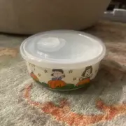 PEANUTS SNOOPY CHARLIE BROWN & GANG PUMPKIN PATCH HALLOWEEN STORAGE BOWL W VENT