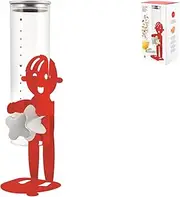 Home 9614603 Sunrise Cereal Dispenser, Glass/Metal, Red, Glass