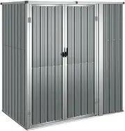 vidaXL Galvanised Steel Garden Tool Shed in Grey - Spacious and Secured Outdoor Storage Solution for Garden Tools and Equipment