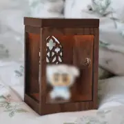 Walnut Sensor Display Case Vintage LED Storage Box for Figure Blind BoxesBJ