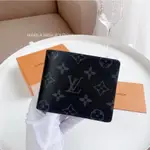 二手精品 LOUIS VUITTON MULTIPLE WALLET 黑灰色 老花對折皮夾 短夾 卡夹 M61695