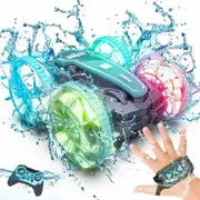 4WD Remote Control Car Waterproof All Terrain Vehicle RC High Speed Boat LED Lights Pool Water Lake Toys for Kids Ages 8-12 Birthday Gifts Green