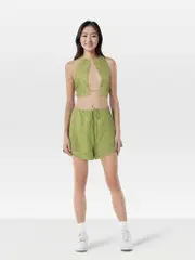 Green Cut Out Top & Shorts Matching Set