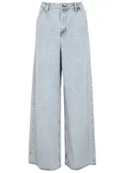 Self-portrait Crystal-embellished Wide-leg Jeans - Blue - 30 (W30 / UK12 / M) 30 (W30 / UK12 / M)